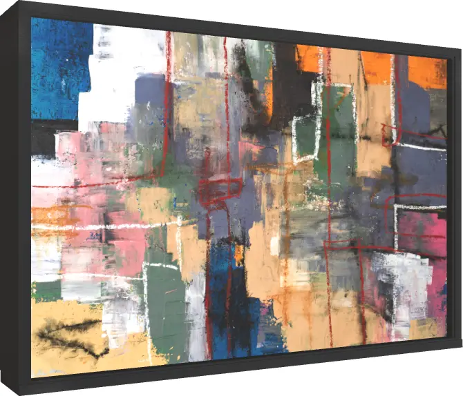 Vibrant Modern Impressionist Abstract Art — floater frame preview | PrintPosters.in