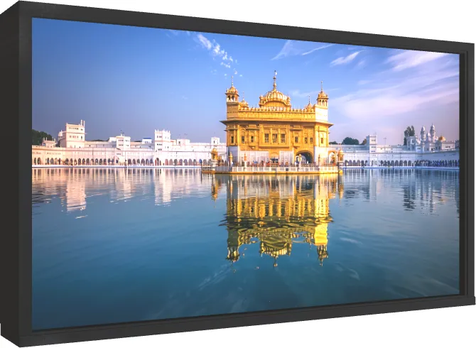 Spiritual Heart of Sikhism Golden Temple Canvas — floater frame preview | PrintPosters.in