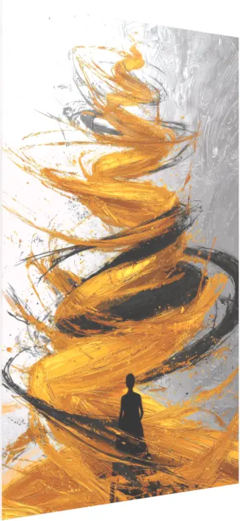 Golden Swirls Abstract Woman Portrait — acrylic preview | PrintPosters.in