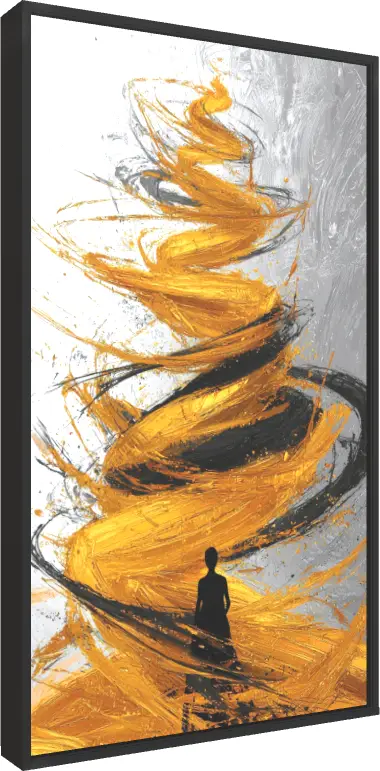 Golden Swirls Abstract Woman Portrait — floater frame preview | PrintPosters.in