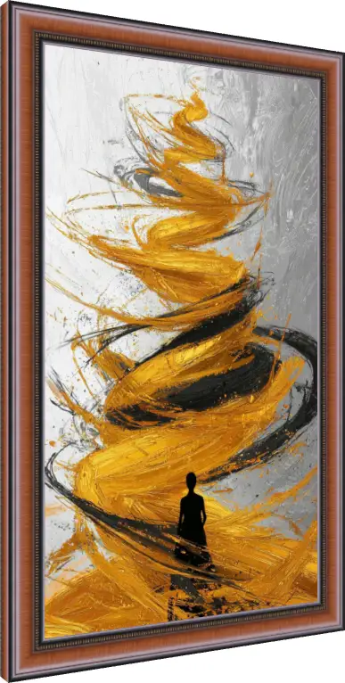 Golden Swirls Abstract Woman Portrait — photo frame preview | PrintPosters.in