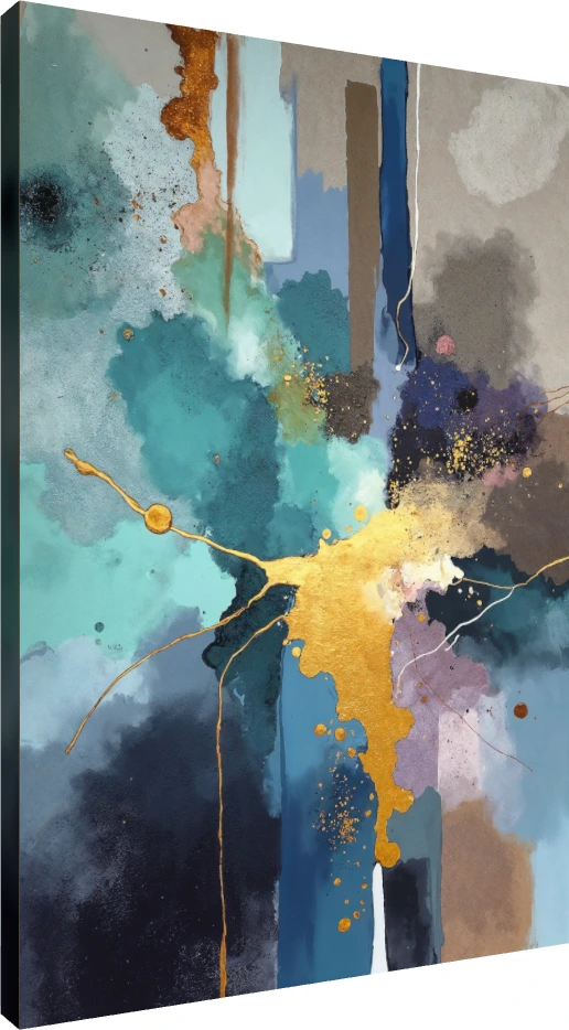 Blue and Gold Abstract Splash Canvas Print wall art print | PrintPosters.in