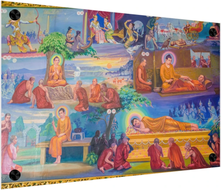 Heavenly Buddhist Musicians Mural Canvas wall art print — acrylic preview | PrintPosters.in