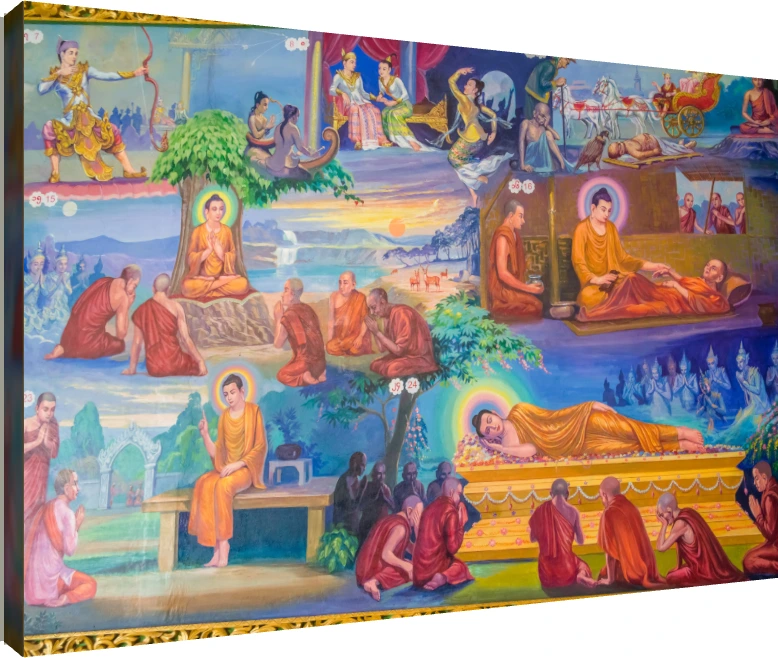 Heavenly Buddhist Musicians Mural Canvas wall art print | PrintPosters.in