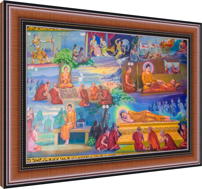Heavenly Buddhist Musicians Mural Canvas wall art print — photo frame preview | PrintPosters.in