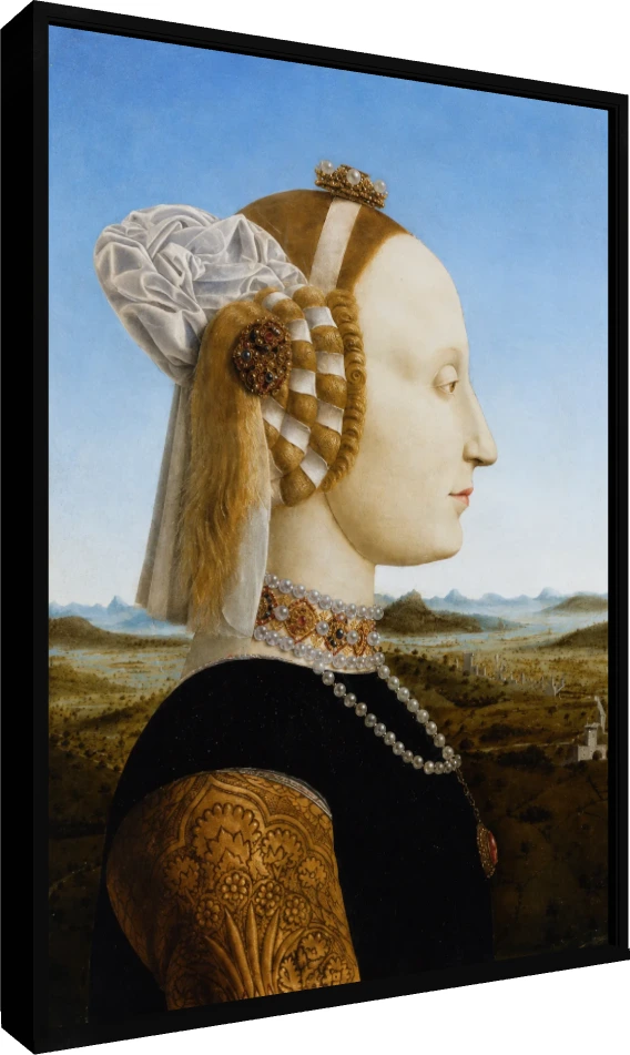 Renaissance Profile Portrait Canvas Print wall art print — floater frame preview | PrintPosters.in