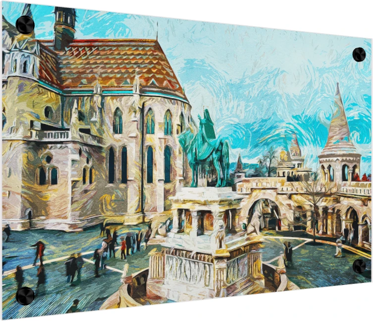 Impressionist Budapest Starry Sky Canvas Print wall art print — acrylic preview | PrintPosters.in