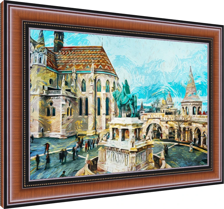 Impressionist Budapest Starry Sky Canvas Print wall art print — photo frame preview | PrintPosters.in