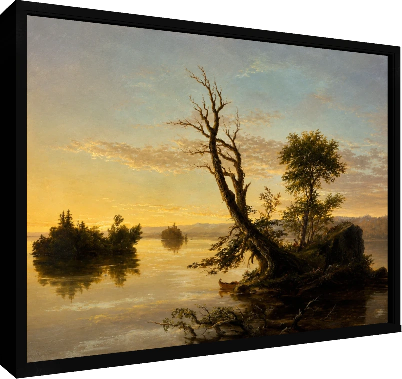 Classic Hudson River Sunset Landscape Canvas wall art print — floater frame preview | PrintPosters.in