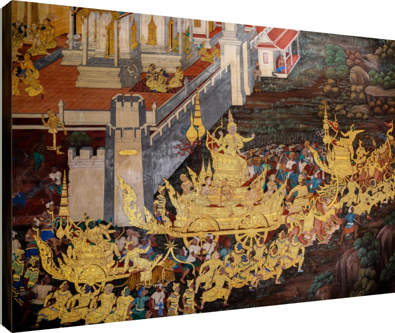 Thai Ramakien Royal Procession Mural Canvas wall art print | PrintPosters.in