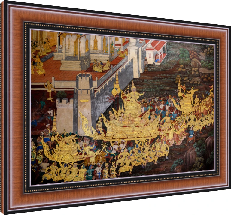 Thai Ramakien Royal Procession Mural Canvas wall art print — photo frame preview | PrintPosters.in