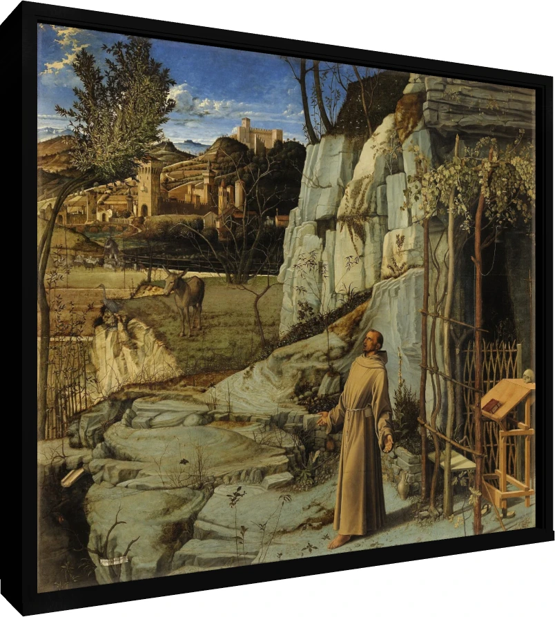 St Francis in Ecstasy Bellini Canvas Print wall art print — floater frame preview | PrintPosters.in