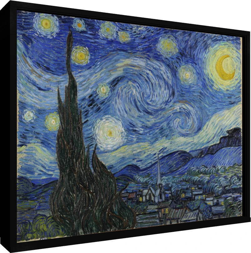 The Starry Night Van Gogh Canvas Print wall art print — floater frame preview | PrintPosters.in