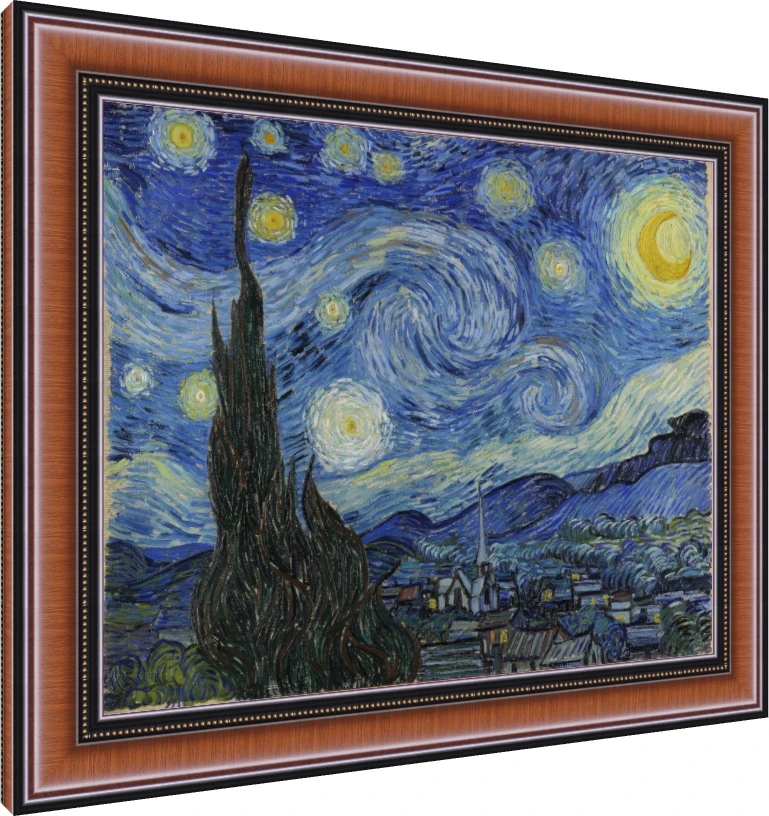 The Starry Night Van Gogh Canvas Print wall art print — photo frame preview | PrintPosters.in