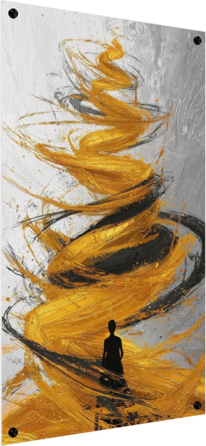 Golden Vortex Abstract Silhouette Canvas Art wall art print — acrylic preview | PrintPosters.in