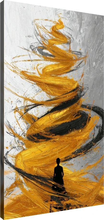 Golden Vortex Abstract Silhouette Canvas Art wall art print | PrintPosters.in