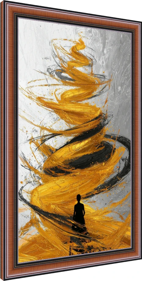 Golden Vortex Abstract Silhouette Canvas Art wall art print — photo frame preview | PrintPosters.in