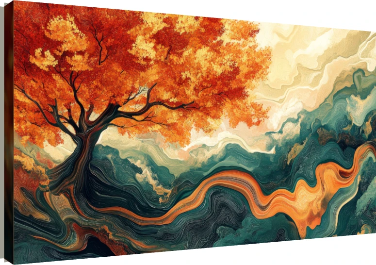 Swirling Autumn Tree Abstract Canvas Print wall art print | PrintPosters.in