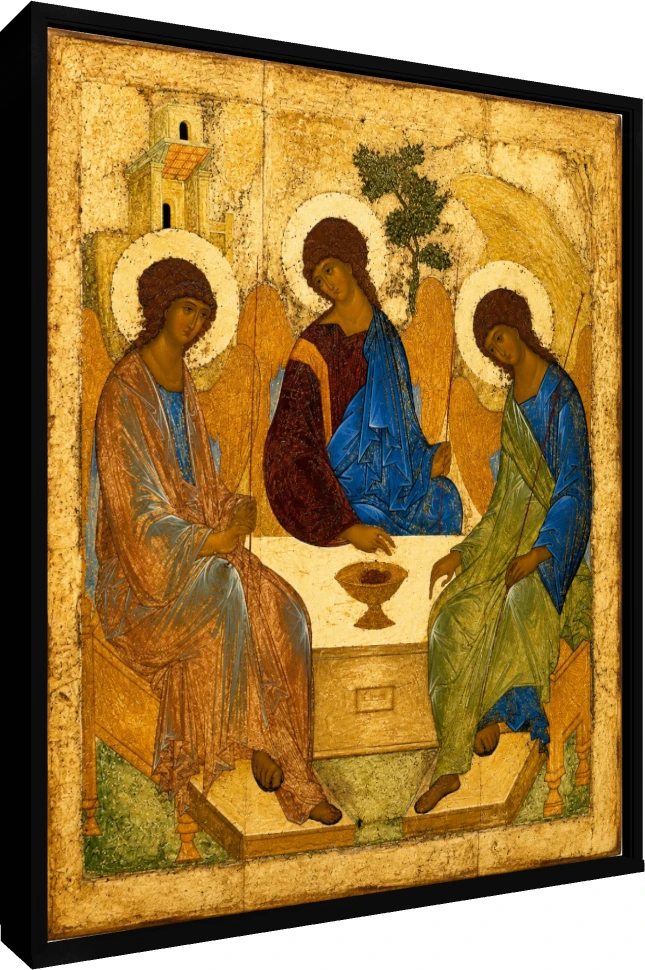 Holy Trinity Rublev Icon Canvas Print wall art print — floater frame preview | PrintPosters.in
