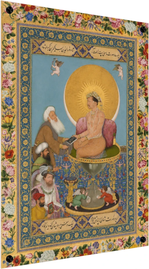 Jahangir Preferring a Sufi Shaikh Miniature Canvas wall art print — acrylic preview | PrintPosters.in