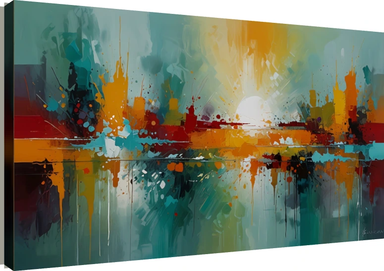 Vibrant Abstract Cityscape Sunset Canvas Print wall art print | PrintPosters.in