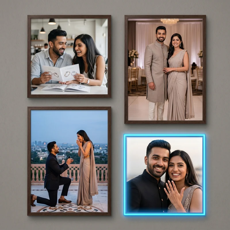 4 Piece Modern Asymmetric Wall Frames photo frame bundle
